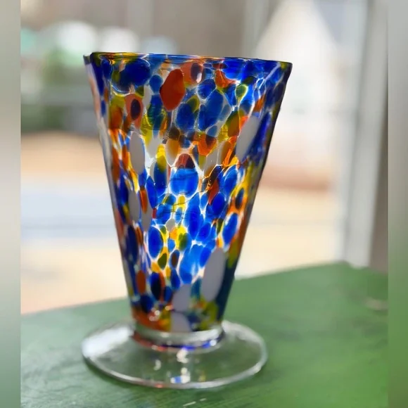 Signature Hand-Blown Confetti Glass | Vase.  Multicolored 6.25"×4" EUC - Picture 3 of 6